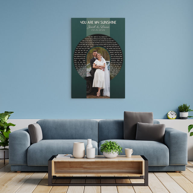 Custom Photo Song Lyrics Vintage Green Canvas Print