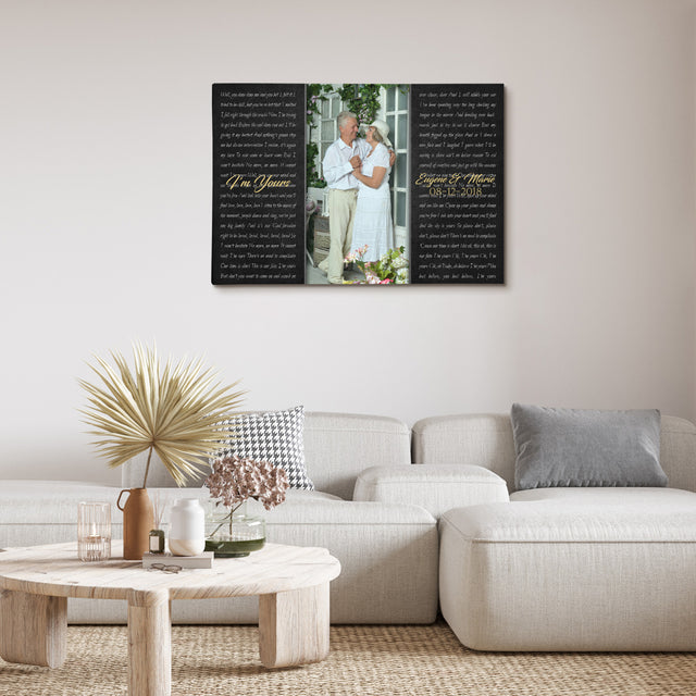 Custom Song Lyrics, Customizable Name And Upload Photo, Canvas Wall Art