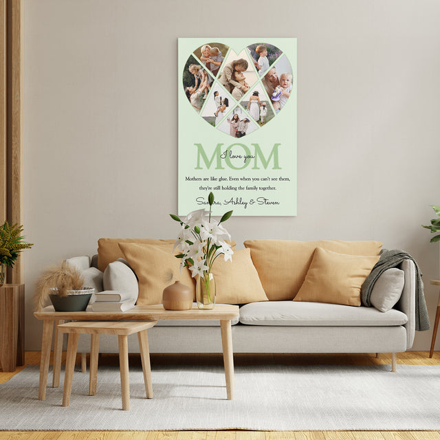 Personalized Mom Heart-Shaped Photo Collage Custom 8 Pictures