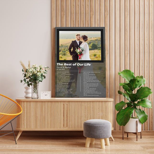 Custom Love Photo Song Lyrics Vinyl Record Canvas Print