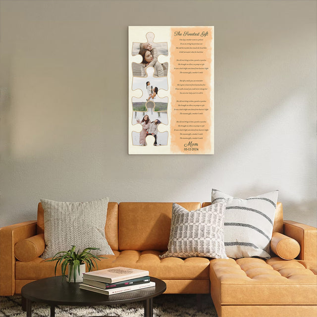 Custom Mom Puzzle Piece Photo Song Lyrics Canvas Print
