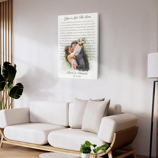 Personalized Song Lyrics & Watercolor Photo Canvas