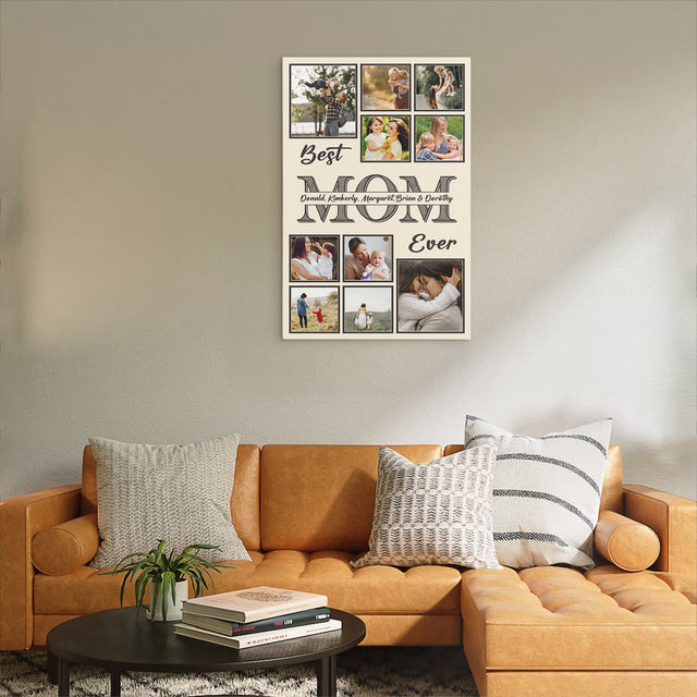 Personalized Best Mom Ever Photo Collage Canvas Custom 10 Pictures