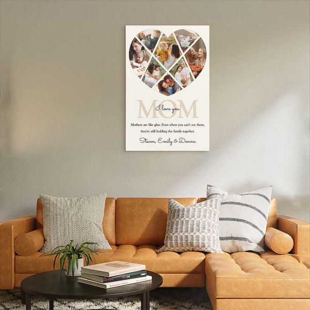 Personalized Mom Heart-Shaped Photo Collage Custom 8 Pictures