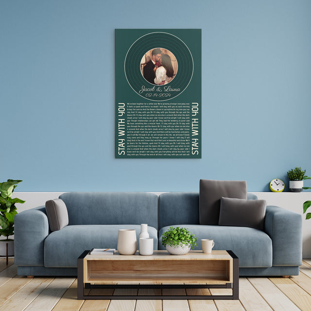 Custom Forest Green Vinyl Record & Photo Canvas