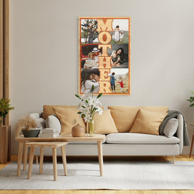 Mother Photo Collage Canvas Print Custom 6 Pictures