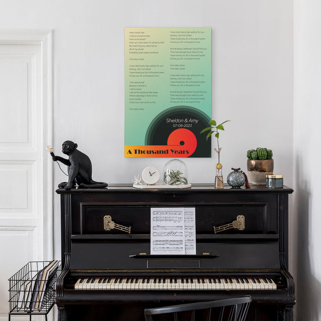 Elegant Gradient Vinyl Record Style Canvas - Personalization Song Lyrics & Name