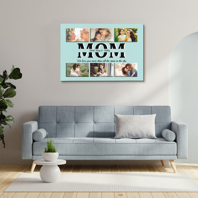 Mom Photo Collage Canvas Print With Text Custom 6 Pictures