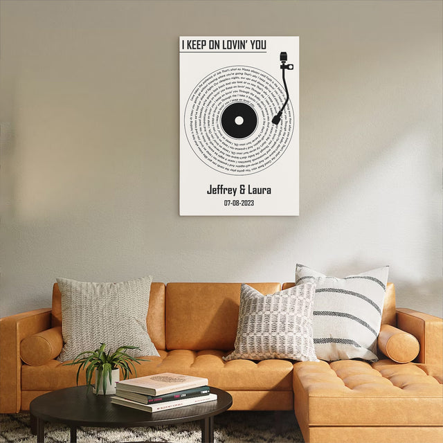 Custom Song Lyrics Vinyl Record White Canvas Print