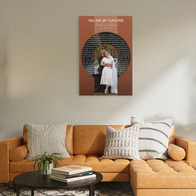 Custom Photo Song Lyrics Vintage Orange Canvas Print