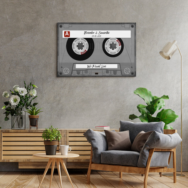 Custom Song Title, Customizable Name And Date, Cassette Tape Canvas Wall Art