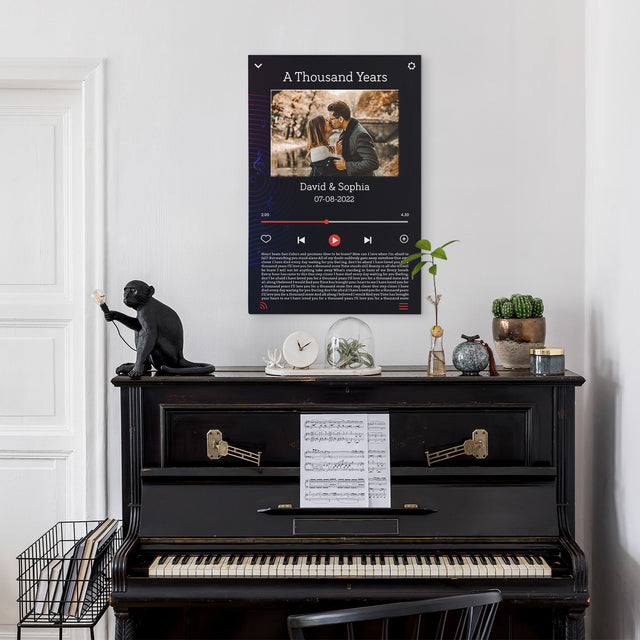 Custom Song Lyrics, Upload Photo, Customizable Text, Canvas Wall Art