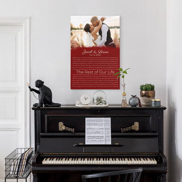 Custom Song Lyrics Name Date Vintage Maroon Canvas Print