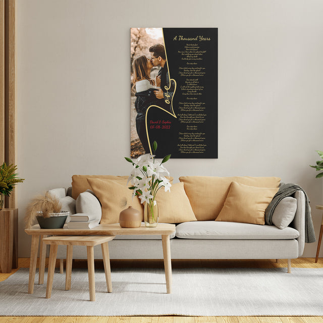 Custom Song Lyrics, Upload Photo, Customizable Text, Canvas Wall Art