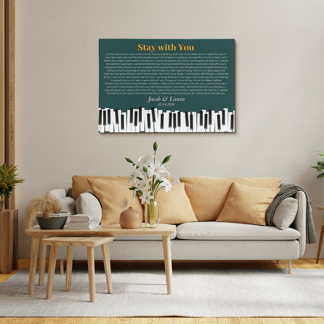 Vintage Green Piano Design Canvas Print