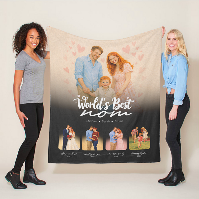 Personalized World’s Best Mom Blanket – Custom Photo Mother’s Day Gift