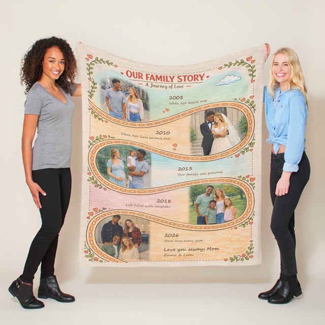 Mother’s Day Gift for Mom, Personalized Family Story Blanket