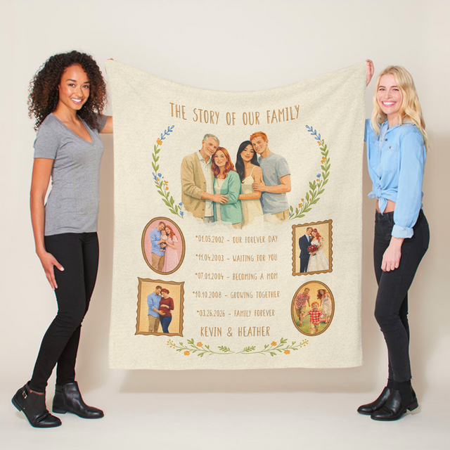Personalized Mom Timeline Blanket, Mother’s Day Gift