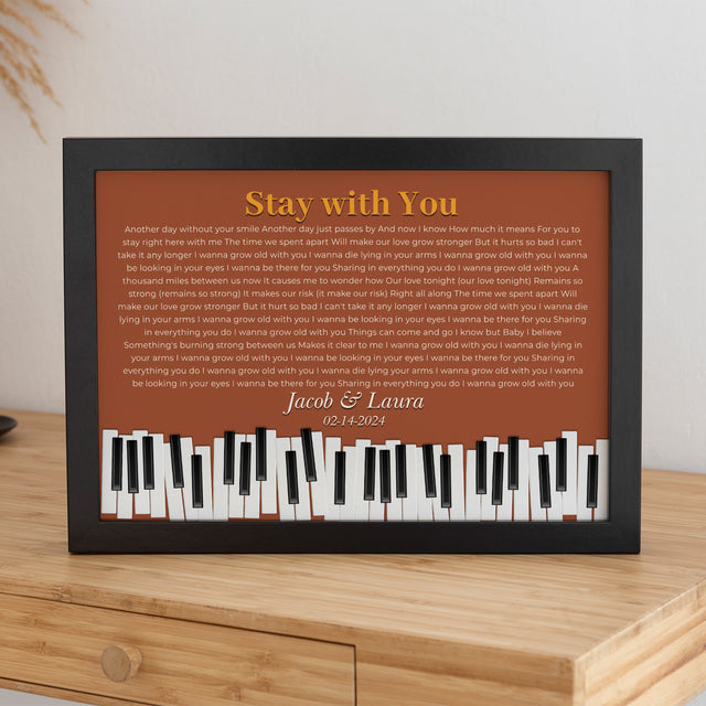 Custom Song Lyrics & Name, Vintage Orange Piano Design Framed Art Print