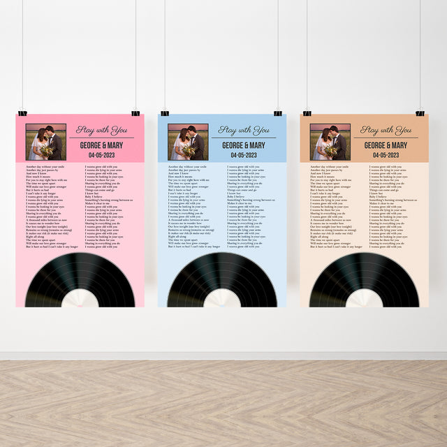 Tickled Pink Framed Art Print, Personalized Song Lyrics & Photo