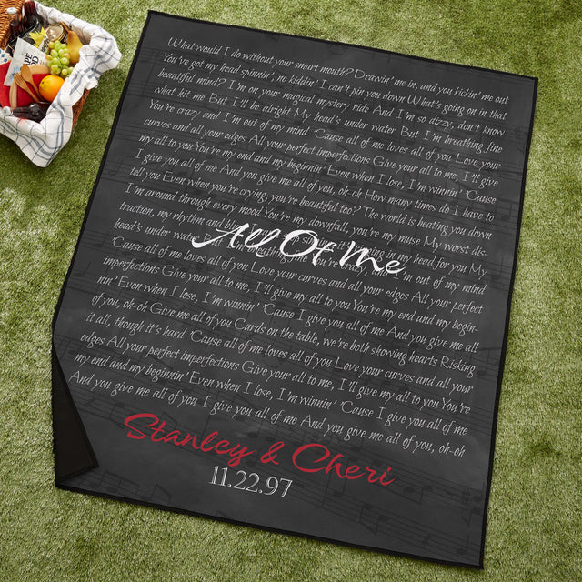 Custom Song Lyric Picnic Blanket
