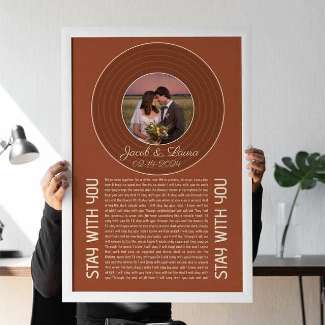 Rusty Orange Framed Art Print, Custom Song Lyrics Name & Date