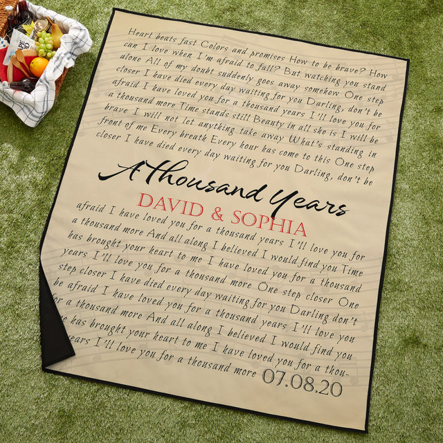 Personalized Song Lyric Picnic Blanket