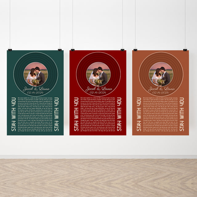 Retro Maroon Framed Art Print, Custom Song Lyrics Name Date