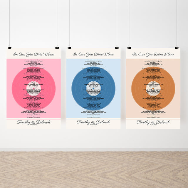 Personalized Song Lyrics, Tickled Pink Vinyl Record Framed Art Print