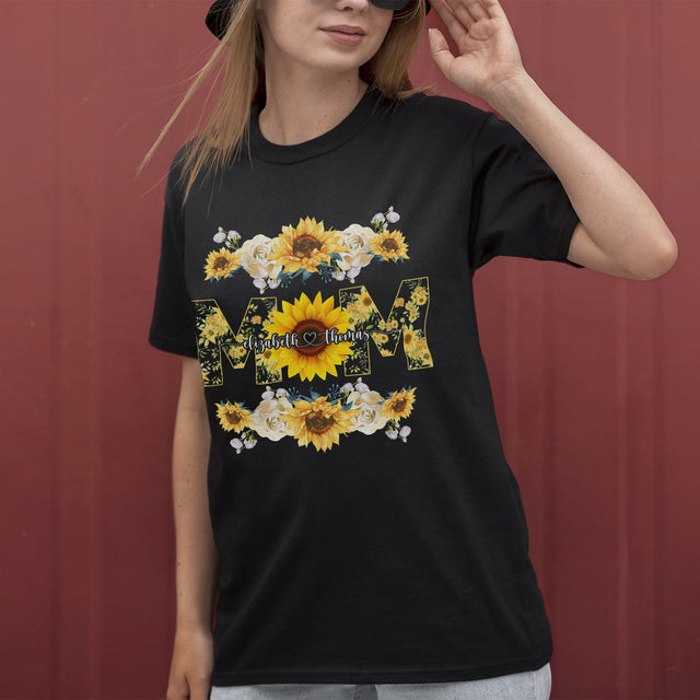 Personalized Sunflower Mom Design Shirt