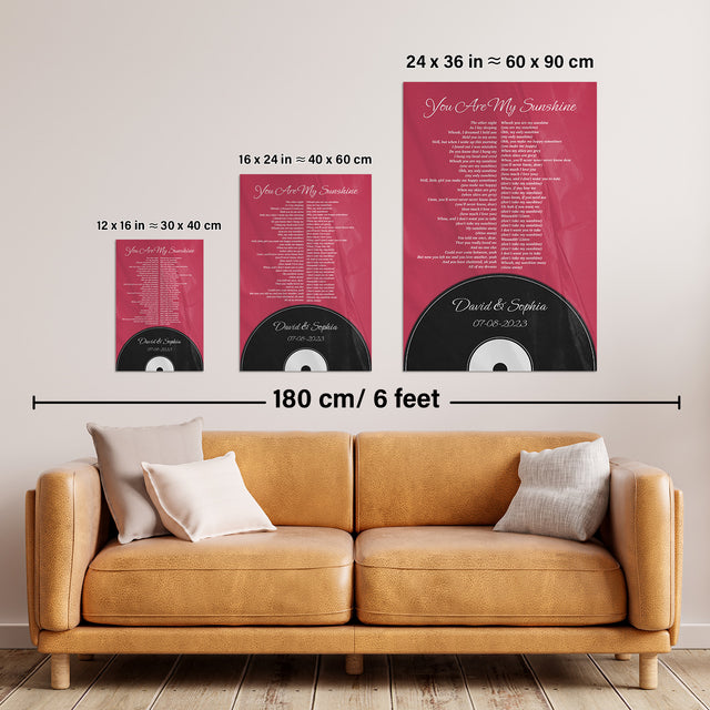 Personalized Song Lyrics & Name, Vinyl Record Style Framed Art Print