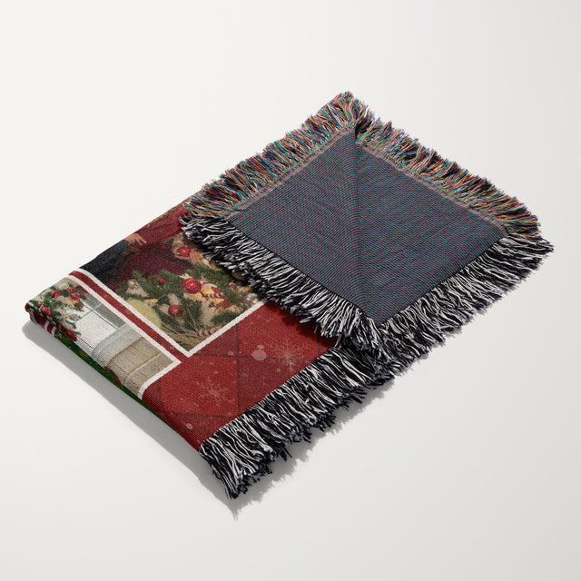 Personalized Family Photo Blanket, Polar Bear One Line Art