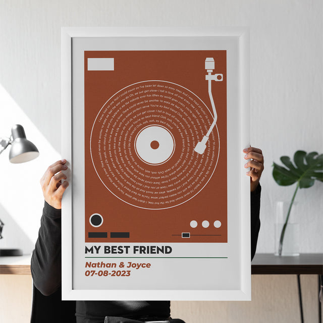 Vinyl Record Song Lyrics, Customize Song & Name Framed Art Print