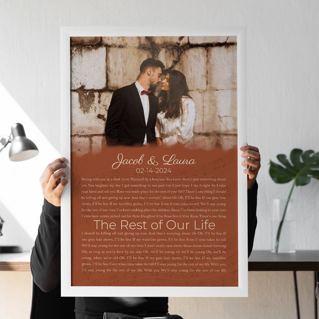 Half Song Lyrics Orange Framed Art Print, Custom Song Lyrics Name Date