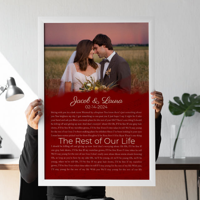 Half Song Lyrics Maroon Framed Art Print, Custom Song Lyrics Name Date