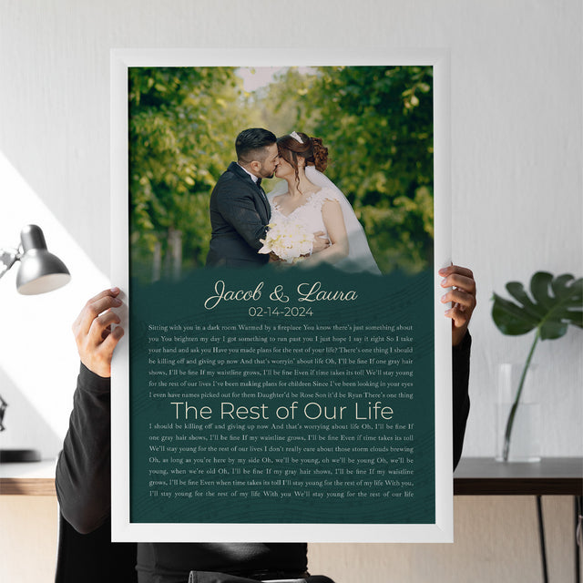 Half Song Lyrics Green Framed Art Print, Custom Song Lyrics Name Date