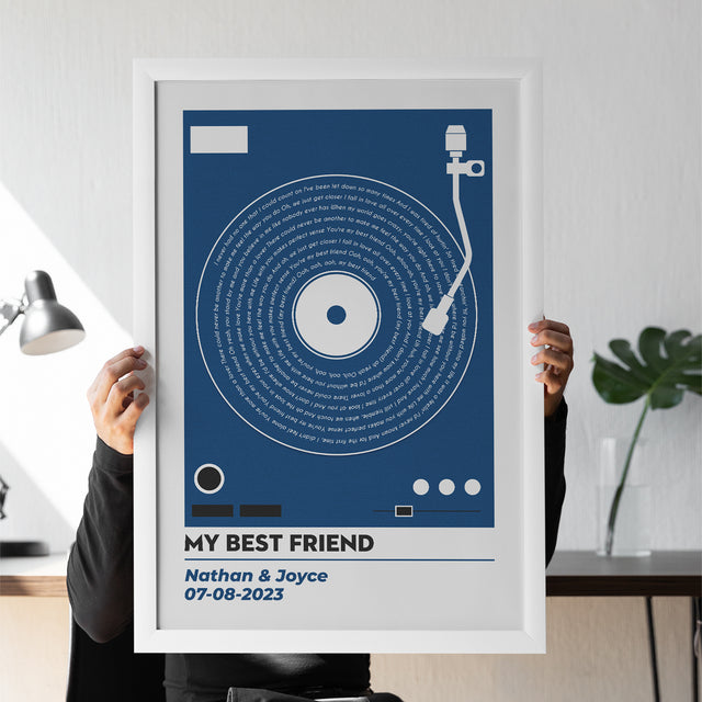 Vinyl Record Lyrics, Customize Song & Name Framed Art Print