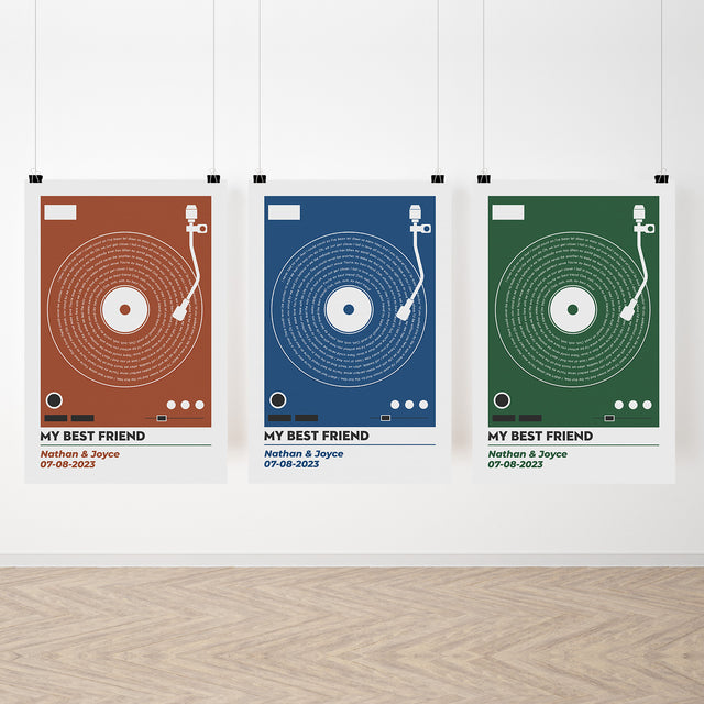 Personalized Vinyl Record Lyrics Framed Art Print, Custom Song & Name