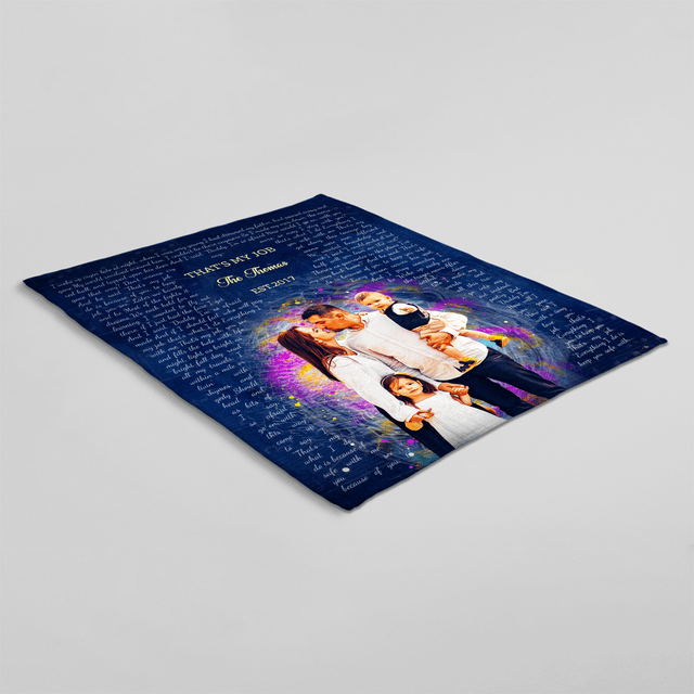 Blue Dad Blanket, Star Wave Style, Custom Name Photo Song Lyrics
