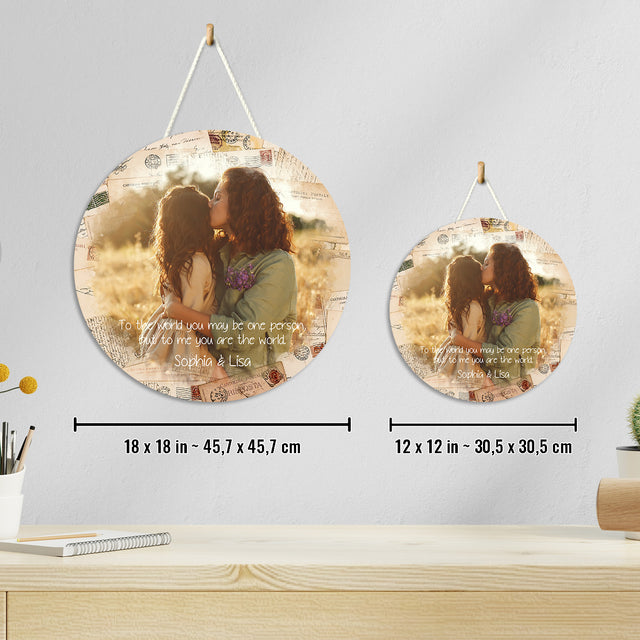 Custom Round Wood Sign, Customizable Photo And Text