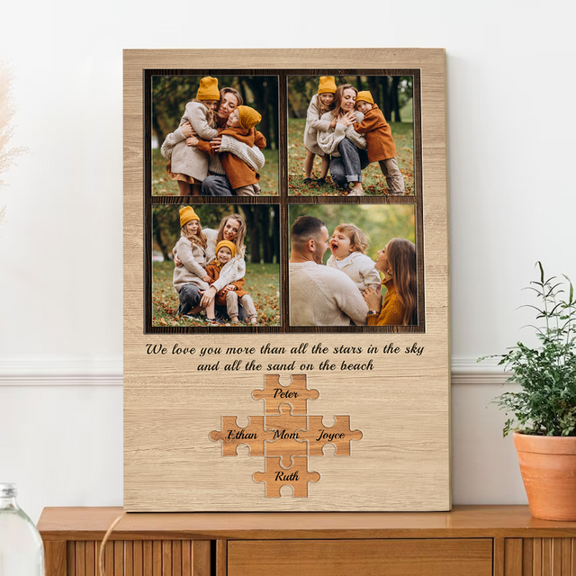 Custom Photo Collage, Customizable Name And Text Canvas Wall Art