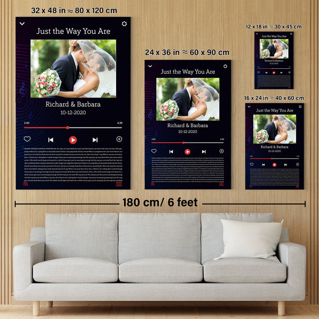 Custom Song Lyrics, Upload Photo, Customizable Text, Canvas Wall Art