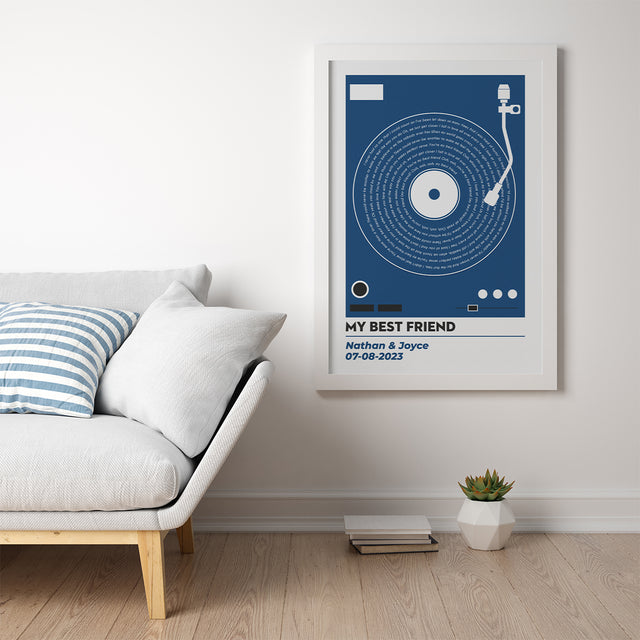 Vinyl Record Lyrics, Customize Song & Name Framed Art Print