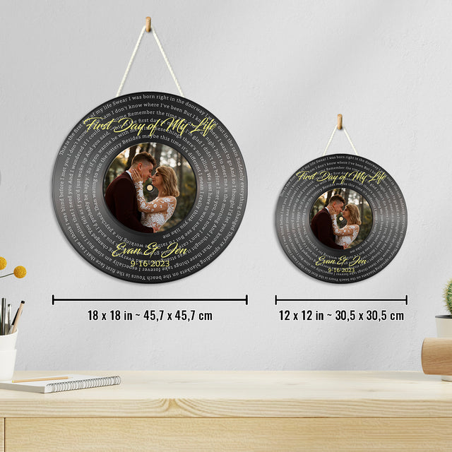 Custom Song Lyrics, Upload Photo, Customizable Song Name And Text Round Wood Sign