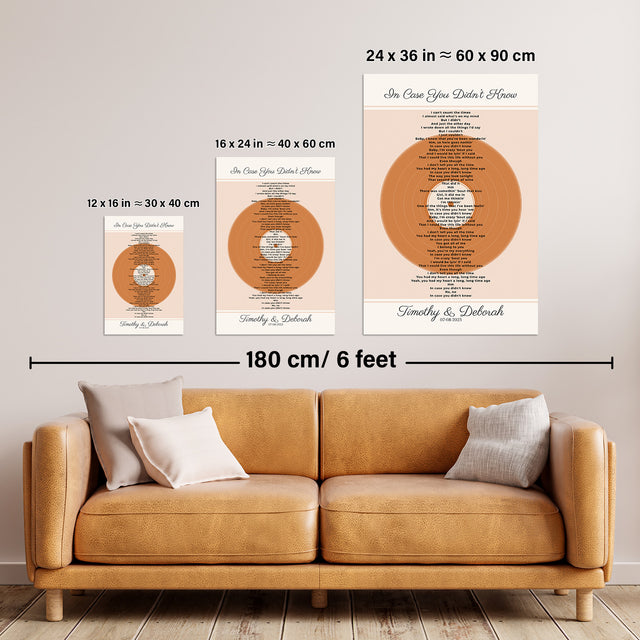 Personalized Song Lyrics & Date, Sandy Vinyl Record Framed Art Print