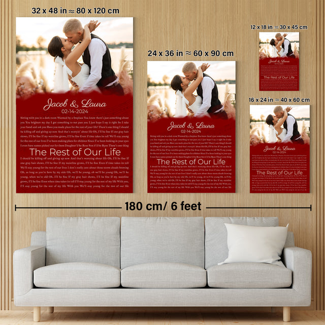 Custom Song Lyrics Name Date Vintage Maroon Canvas Print