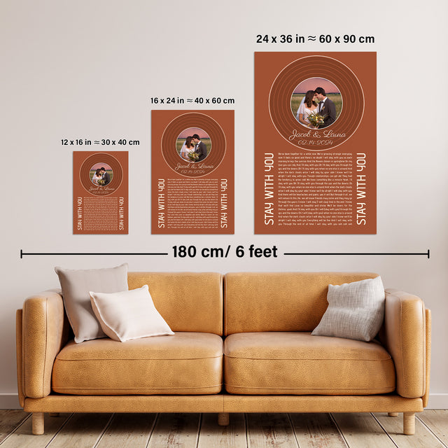 Rusty Orange Framed Art Print, Custom Song Lyrics Name & Date