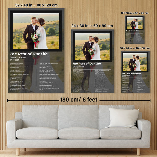 Custom Love Photo Song Lyrics Vinyl Record Canvas Print