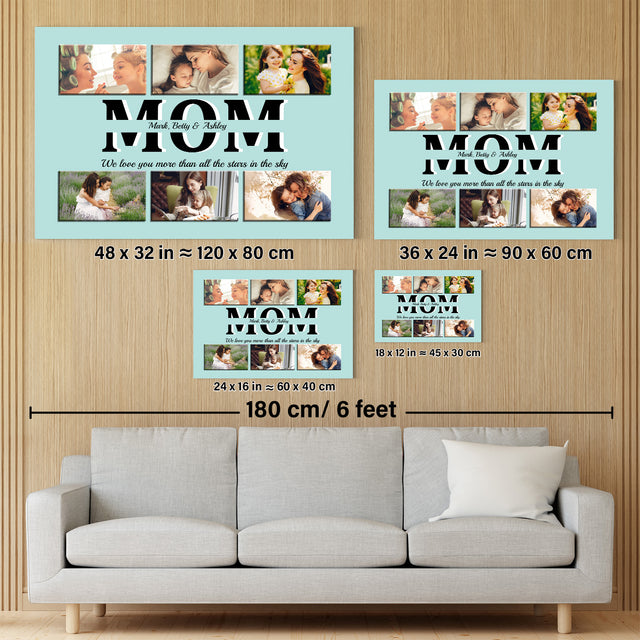 Mom Photo Collage Canvas Print With Text Custom 6 Pictures