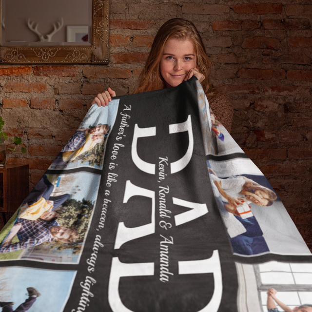 Dad Custom Text and Photo - Customizable Name And Text Blanket